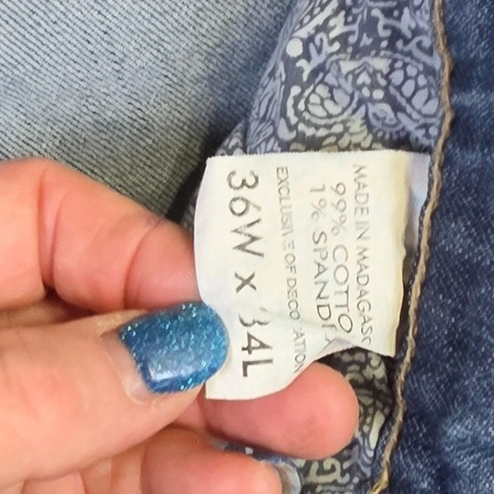 Cody James Mens Blue Jeans Medium Wash Western Denim 36x34 Missing Button